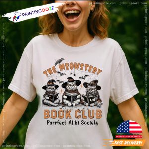 Halloween Cats Crime Book Club Bookish T shirt 2