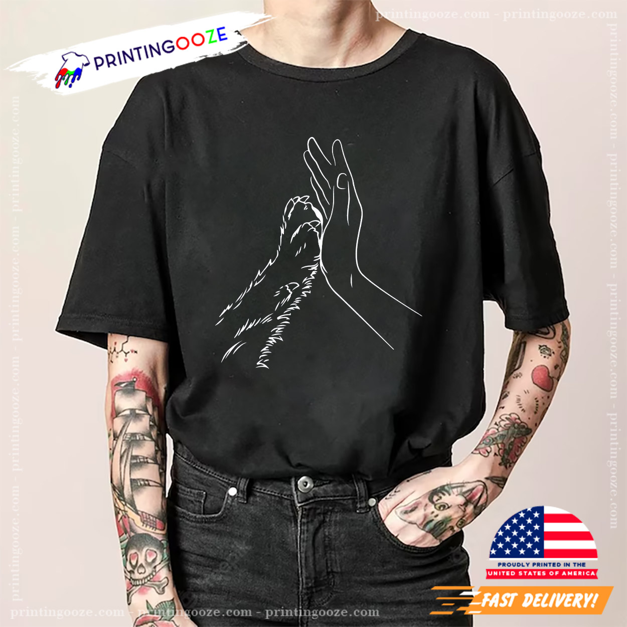Hi Five Hand And Paw Happy International Dog Day Shirt Hi Five Hand And Paw Happy International Dog Day Shirt