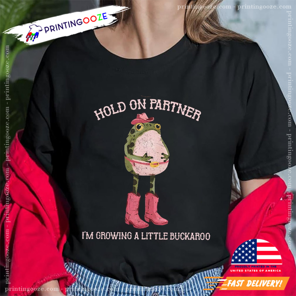 Hold On Partner I'm Growing A Little Buckaroo T-Shirt Hold On Partner I'm Growing A Little Buckaroo T-Shirt