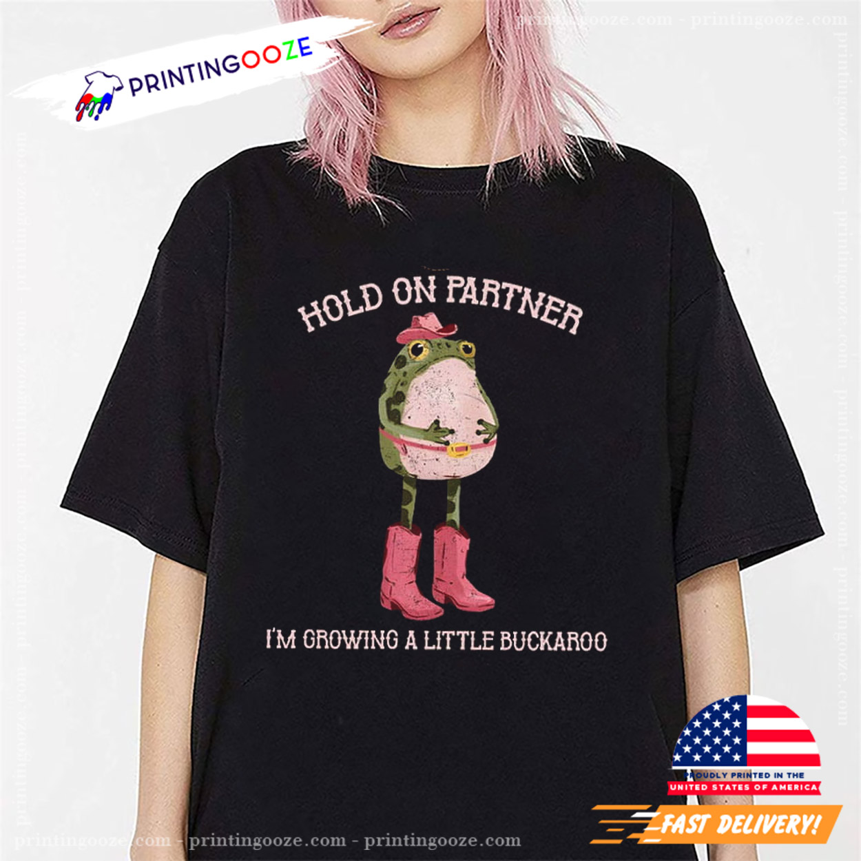 Hold On Partner I'm Growing A Little Buckaroo T-Shirt Hold On Partner I'm Growing A Little Buckaroo T-Shirt