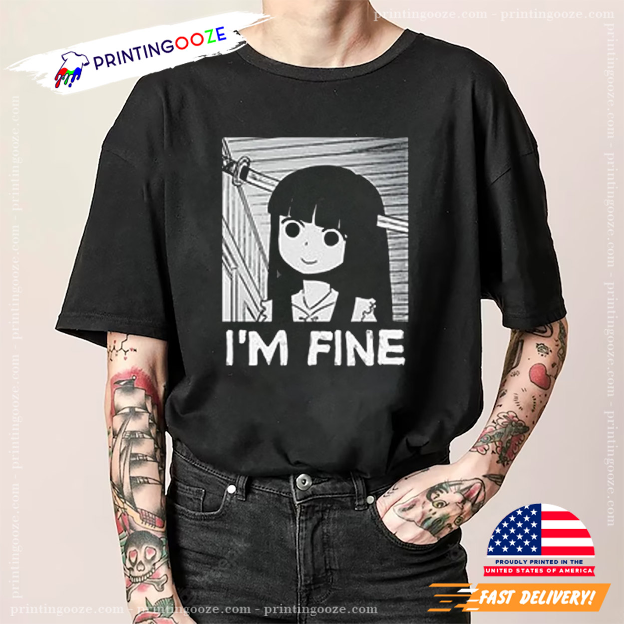 Im Fine Cute Japanese Ghost Horror Manga Shirt Im Fine Cute Japanese Ghost Horror Manga Shirt