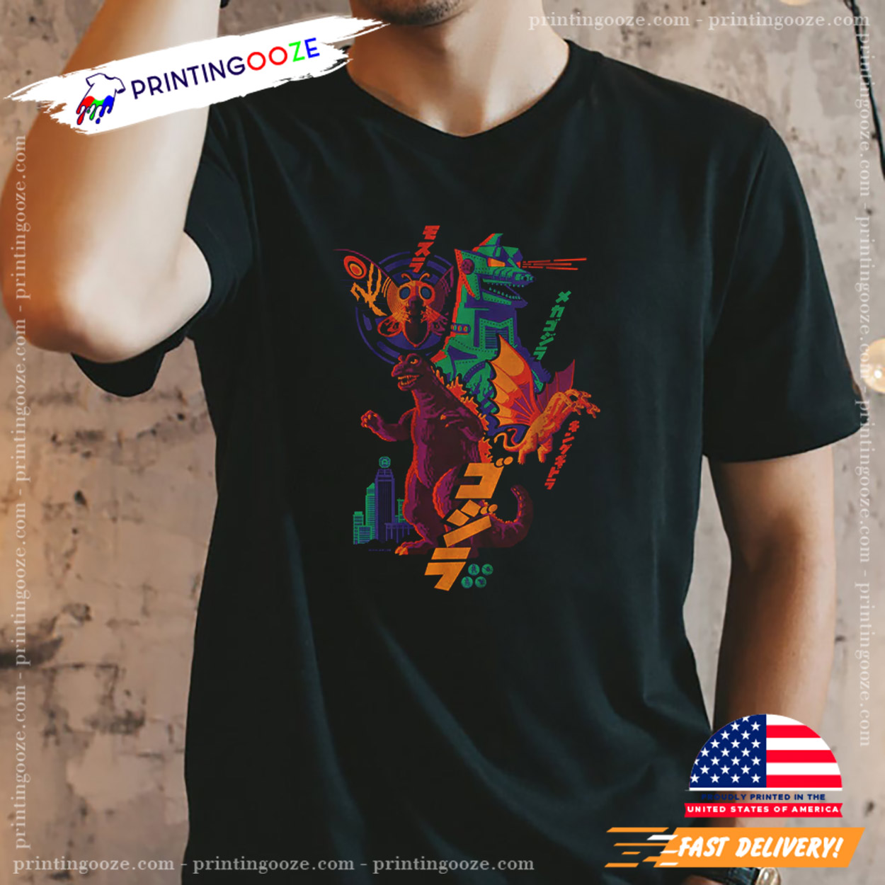 Japanese Godzilla Colorful Tee Japanese Godzilla Colorful Tee
