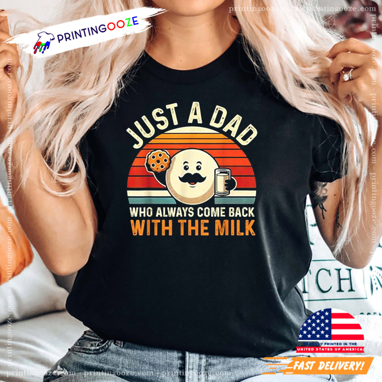 Just A Dad Who Always Came Back With The Milk Father's Day T-Shirt Just A Dad Who Always Came Back With The Milk Father's Day T-Shirt