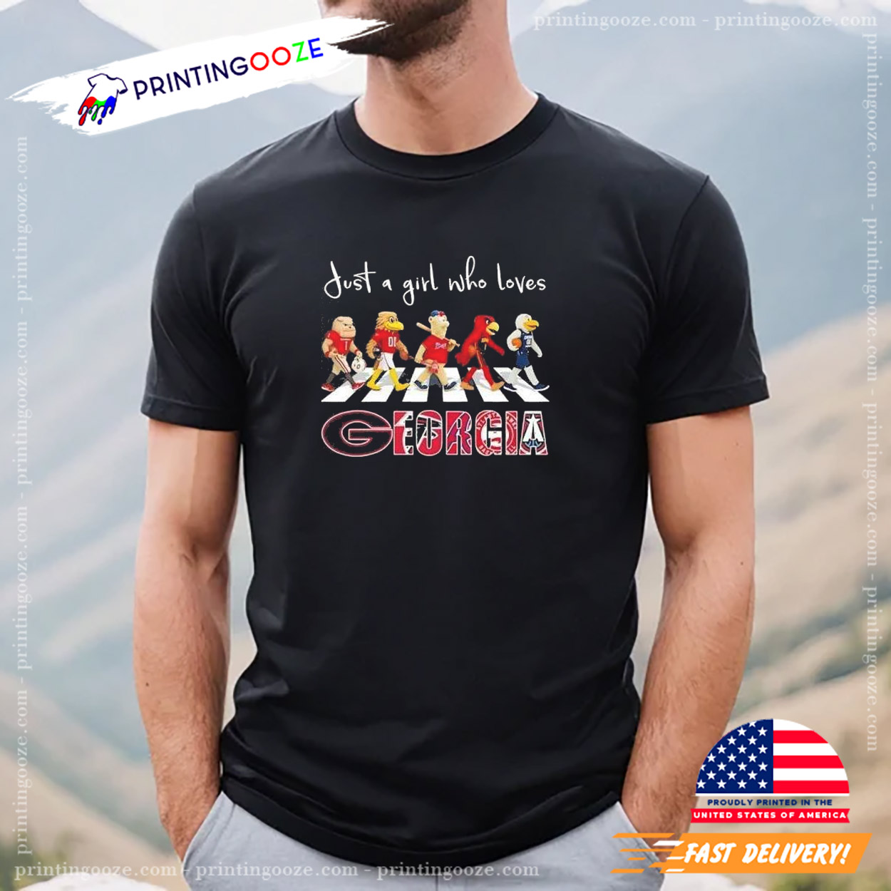 Just A Girl Who Loves Georgia Bulldogs Abbey Road Crossing Tee Just A Girl Who Loves Georgia Bulldogs Abbey Road Crossing Tee