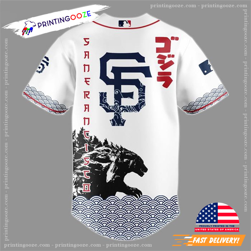King Of The Monsters Godzilla SF Giants Baseball Jersey King Of The Monsters Godzilla SF Giants Baseball Jersey