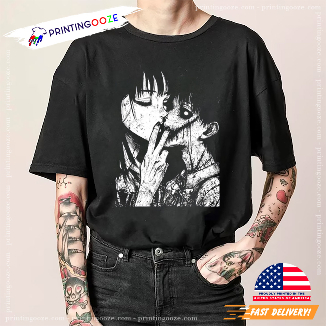 Kissing The Ghost Scary Japanese Urban Legend Anime Shirt Kissing The Ghost Scary Japanese Urban Legend Anime Shirt