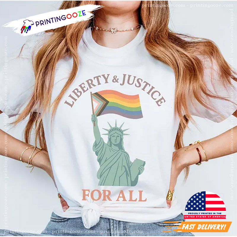 Liberty And Justice For All Pride LGBTQ Comfort Colors Tee Liberty And Justice For All Pride LGBTQ Comfort Colors Tee