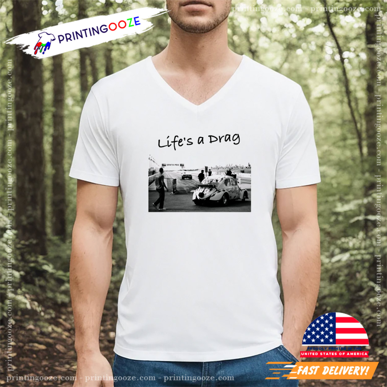 Life's A Draf Vintage Drag Racing Graphic Tee Life's A Draf Vintage Drag Racing Graphic Tee
