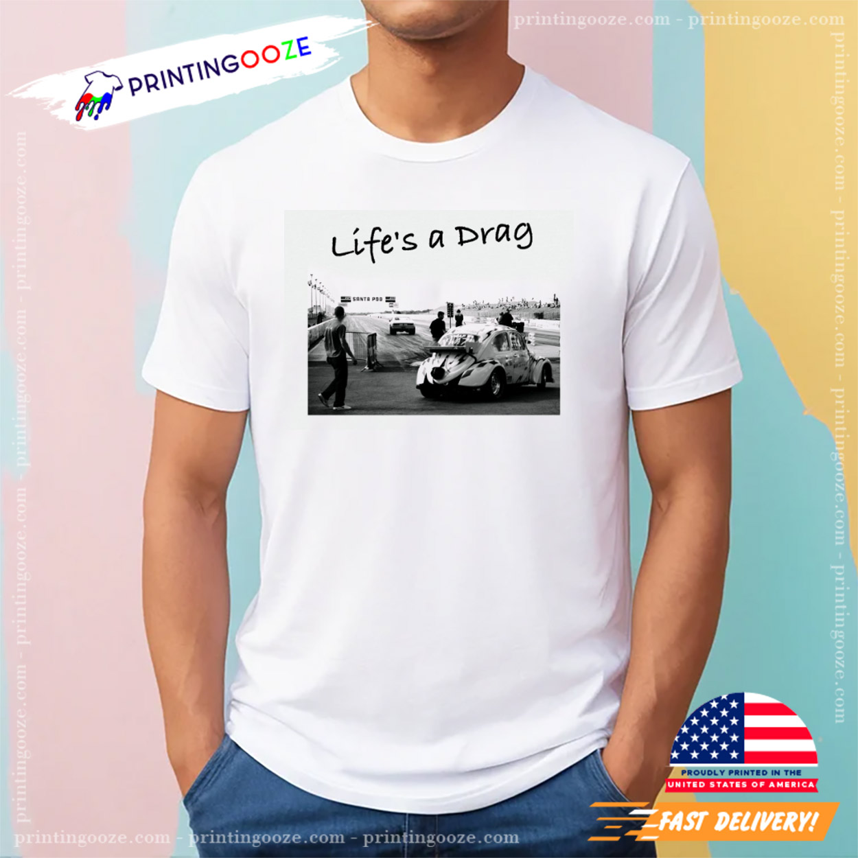 Life's A Draf Vintage Drag Racing Graphic Tee Life's A Draf Vintage Drag Racing Graphic Tee