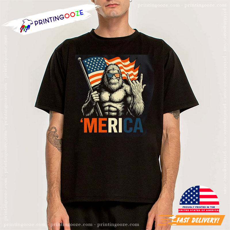 Merica 4th Of July Bigfoot Rock Star Hansign Shirt Merica 4th Of July Bigfoot Rock Star Hansign Shirt