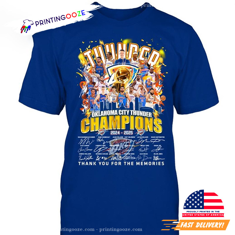 OKC Thunder 2025 NBA Champions Signatures Shirt OKC Thunder 2025 NBA Champions Signatures Shirt