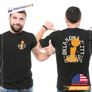 Oklahoma City Basketball World Champs 2025 2 sided T shirt 1