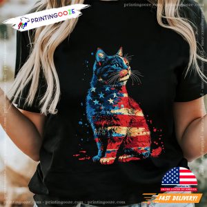 Patriotic Cat 4th Of July America Flag T shirt 1