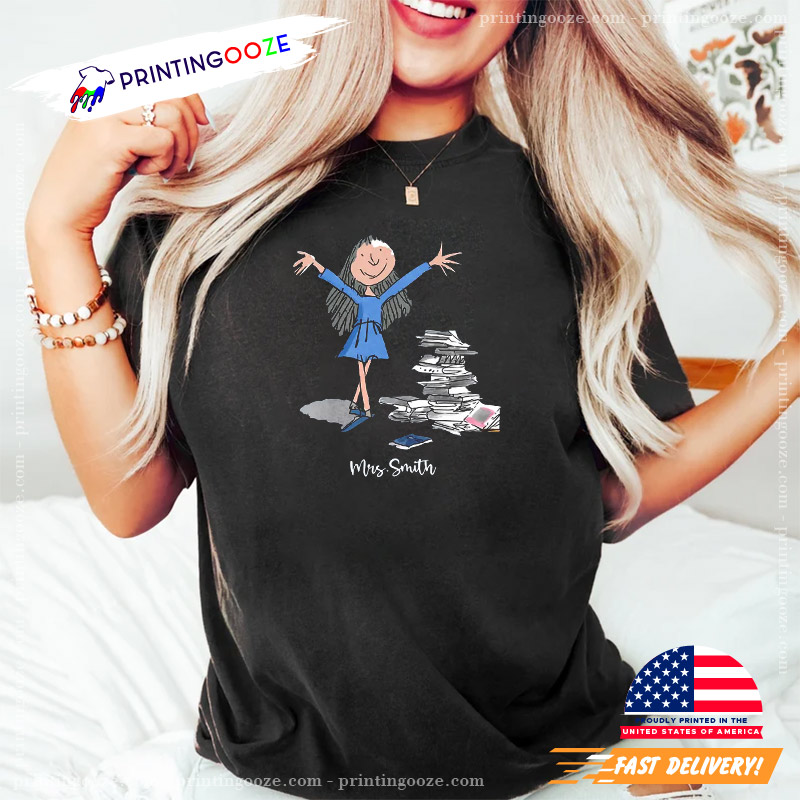 Personalized Teacher Matilda With Pile Of Books Art Bookish Gifts T-shirt Personalized Teacher Matilda With Pile Of Books Art Bookish Gifts T-shirt
