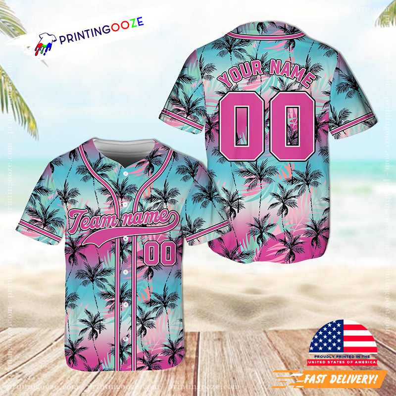 Personalized Tropical Palm Trees Miami Vibe Baseball Jersey Personalized Tropical Palm Trees Miami Vibe Baseball Jersey
