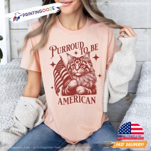Puroud To Be American Cat 4th of July Shirt 1