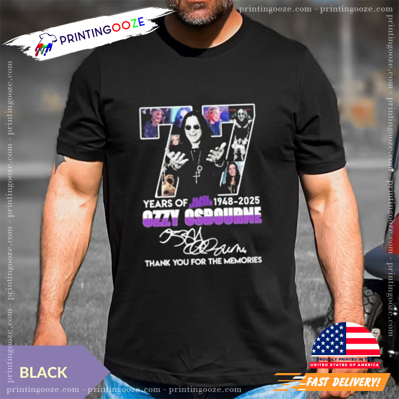 RIP Ozzy Osbourne & Years Of Black Sabbath 1948-2025 T-shirt RIP Ozzy Osbourne & Years Of Black Sabbath 1948-2025 T-shirt