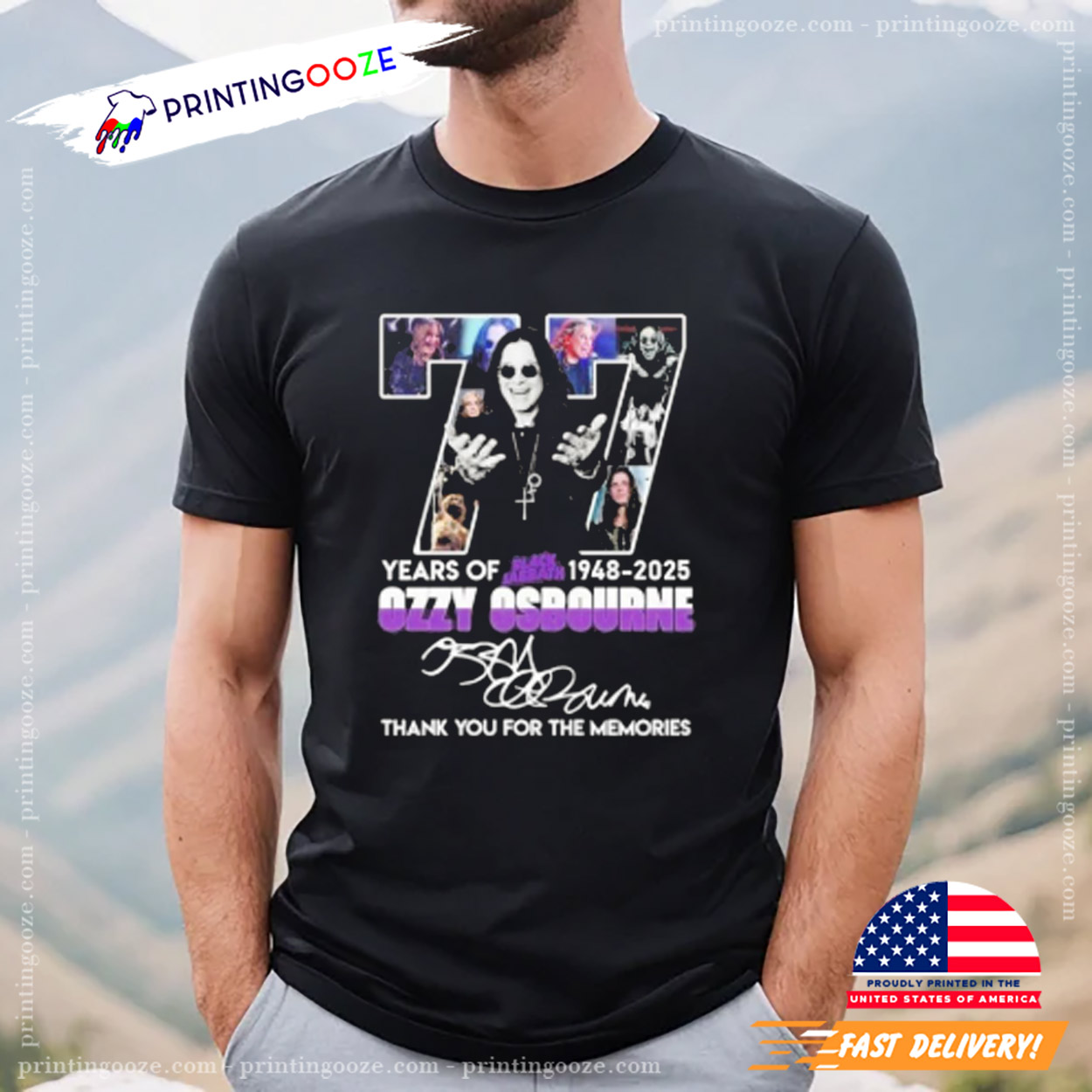 RIP Ozzy Osbourne & Years Of Black Sabbath 1948-2025 T-shirt RIP Ozzy Osbourne & Years Of Black Sabbath 1948-2025 T-shirt