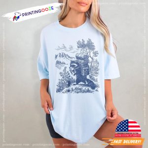 Raccoon Hiking Funny Animal Comfort Colors Tee 1