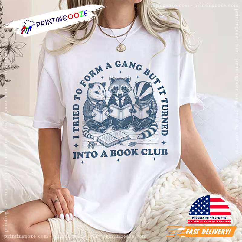 Raccoon And Badger Reading Funny Book Club Shirt Raccoon And Badger Reading Funny Book Club Shirt