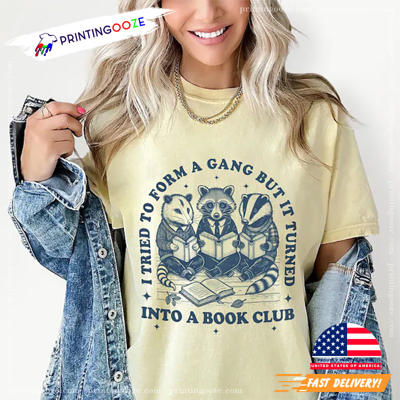 Raccoon And Badger Reading Funny Book Club Shirt Raccoon And Badger Reading Funny Book Club Shirt