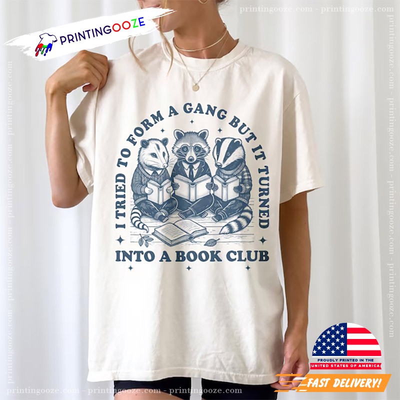 Raccoon And Badger Reading Funny Book Club Shirt Raccoon And Badger Reading Funny Book Club Shirt
