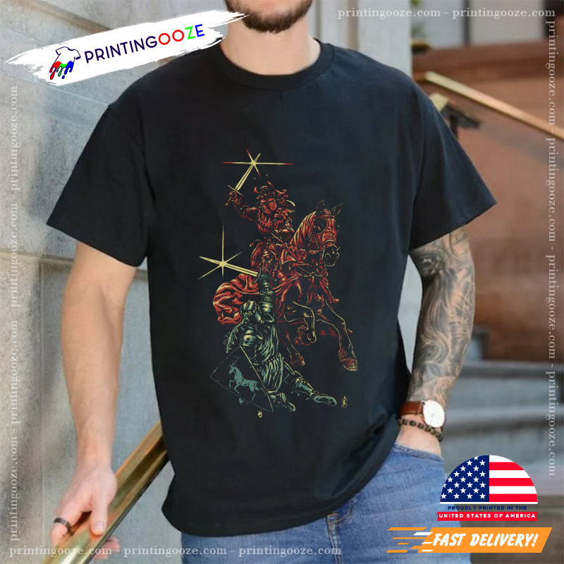 Red And Green Warriors Duel Knight Battle T-shirt Red And Green Warriors Duel Knight Battle T-shirt