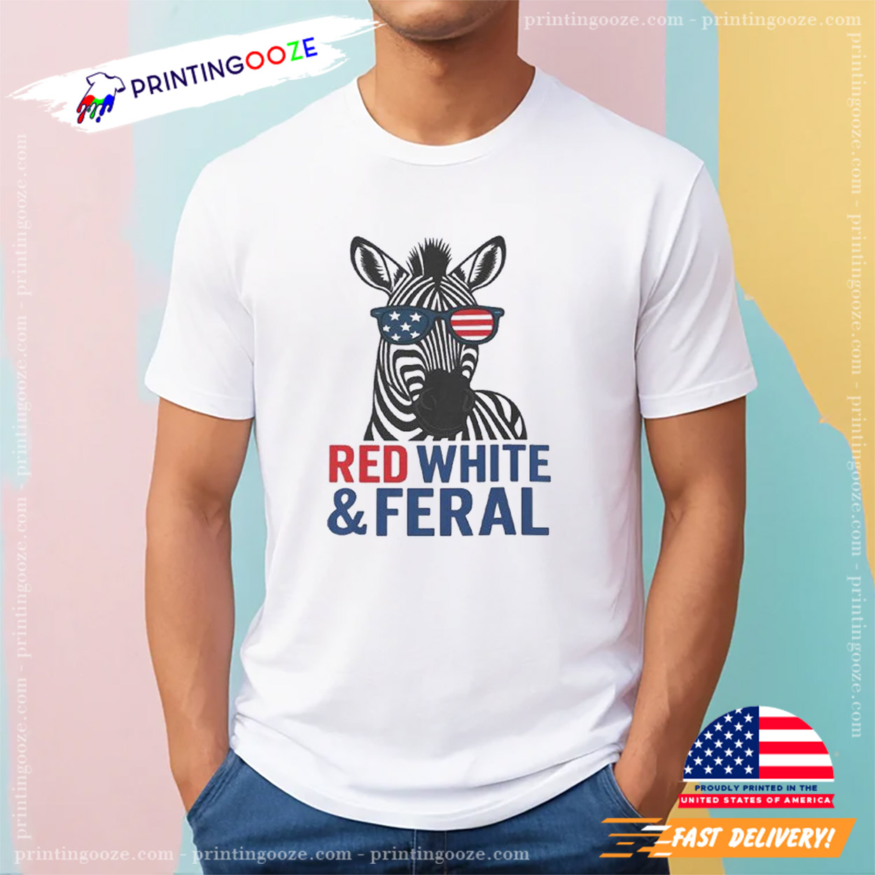 Red White And Feral Cool Zebra July 4th Shirt Red White And Feral Cool Zebra July 4th Shirt