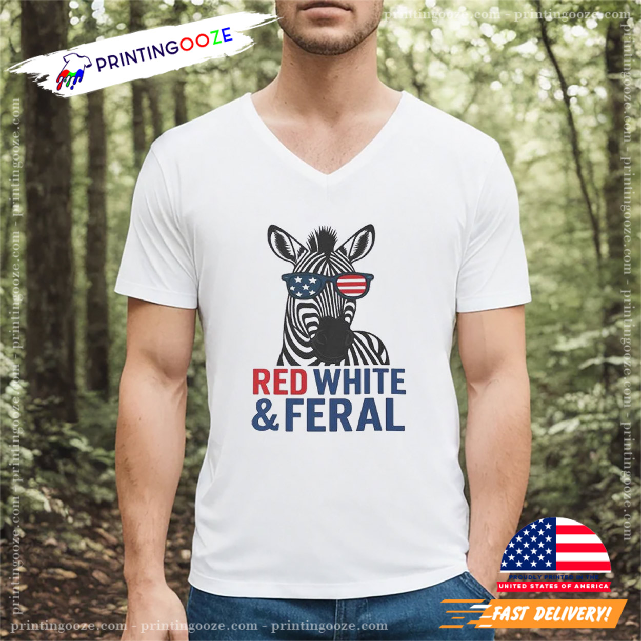Red White And Feral Cool Zebra July 4th Shirt Red White And Feral Cool Zebra July 4th Shirt
