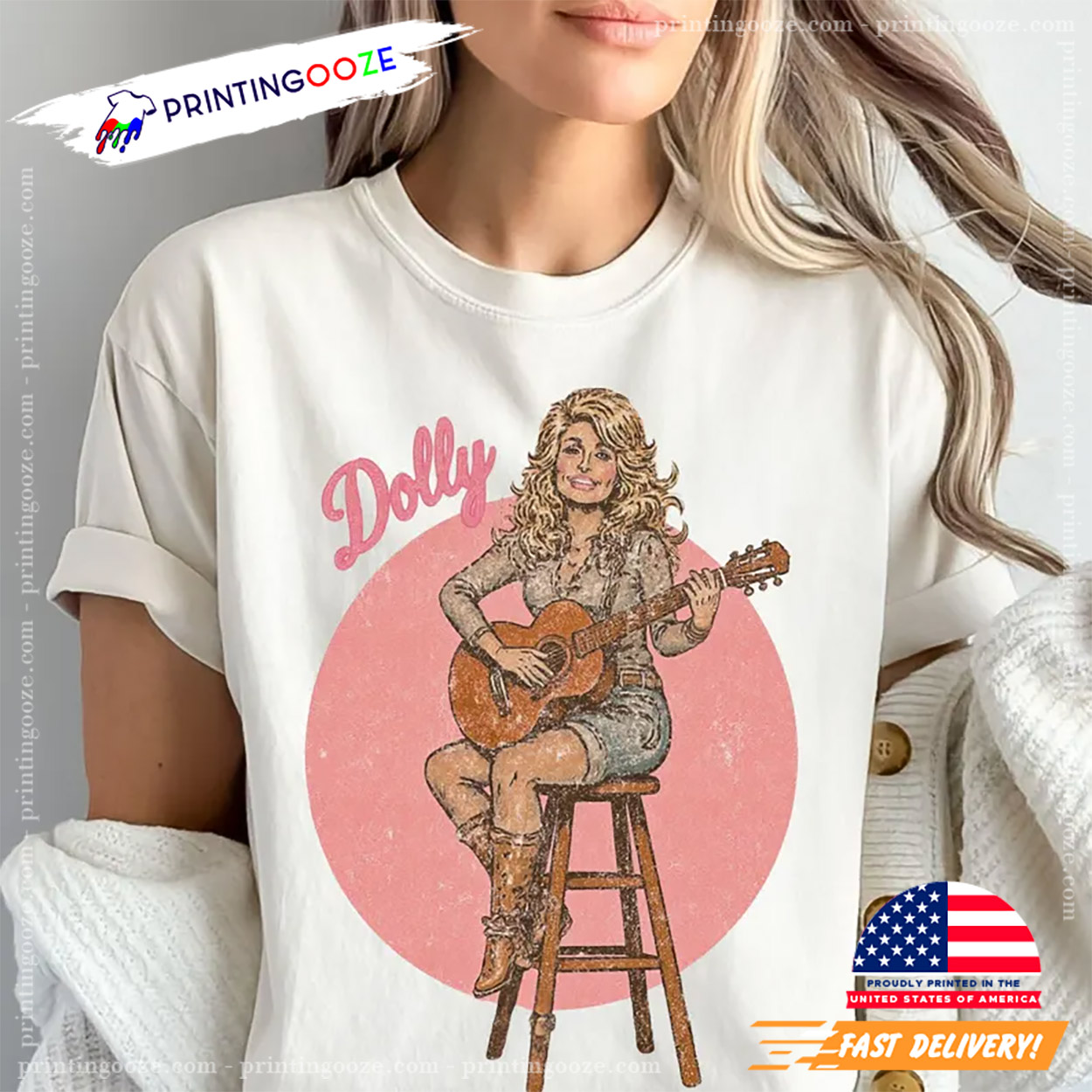 Retro Dolly Parton Guitar Solo Art T-shirt Retro Dolly Parton Guitar Solo Art T-shirt