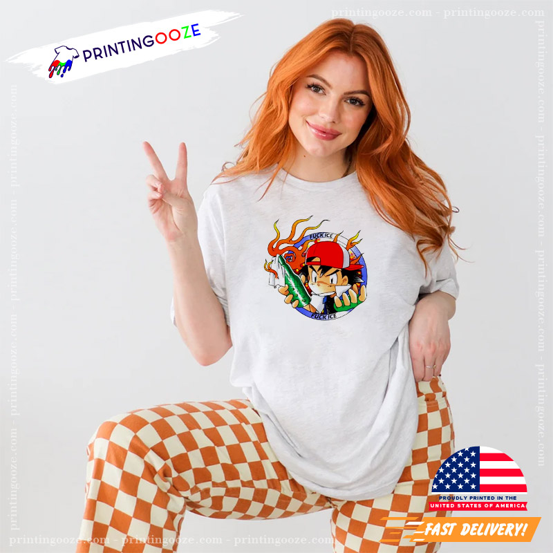 Satoshi Pokemon Fuck Ice Funny Cartoon T-shirt Satoshi Pokemon Fuck Ice Funny Cartoon T-shirt