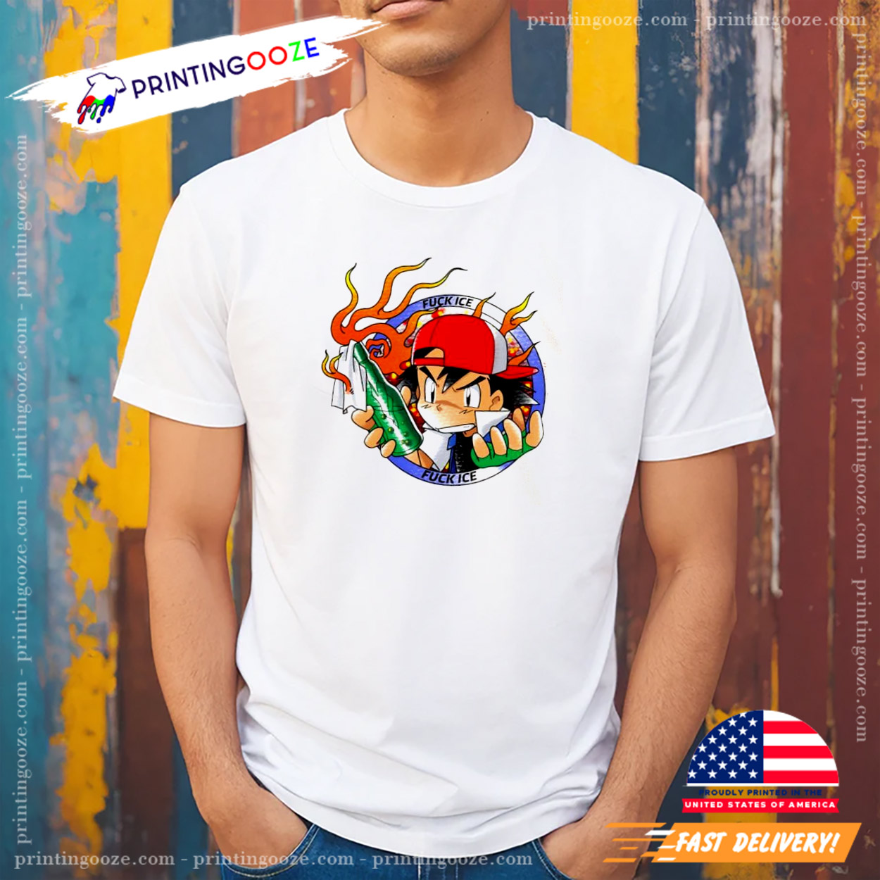 Satoshi Pokemon Fuck Ice Funny Cartoon T-shirt Satoshi Pokemon Fuck Ice Funny Cartoon T-shirt