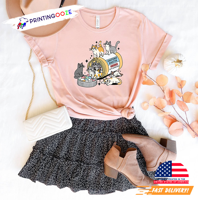 Serotonin Booster Cats Pills Cute Cats Daily Comfort Colors T-shirt Serotonin Booster Cats Pills Cute Cats Daily Comfort Colors T-shirt