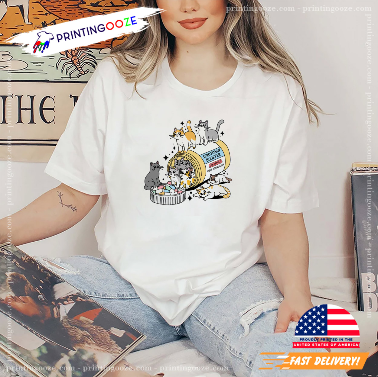 Serotonin Booster Cats Pills Cute Cats Daily Comfort Colors T-shirt Serotonin Booster Cats Pills Cute Cats Daily Comfort Colors T-shirt