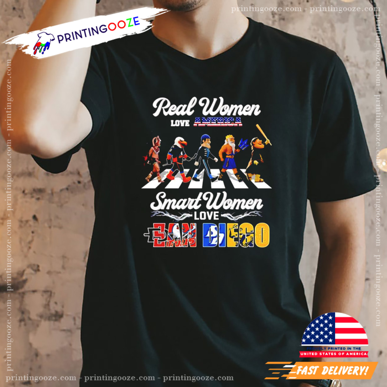 Smart Women Love San Diego Sports Mascots Abbey Road T-shirt Smart Women Love San Diego Sports Mascots Abbey Road T-shirt