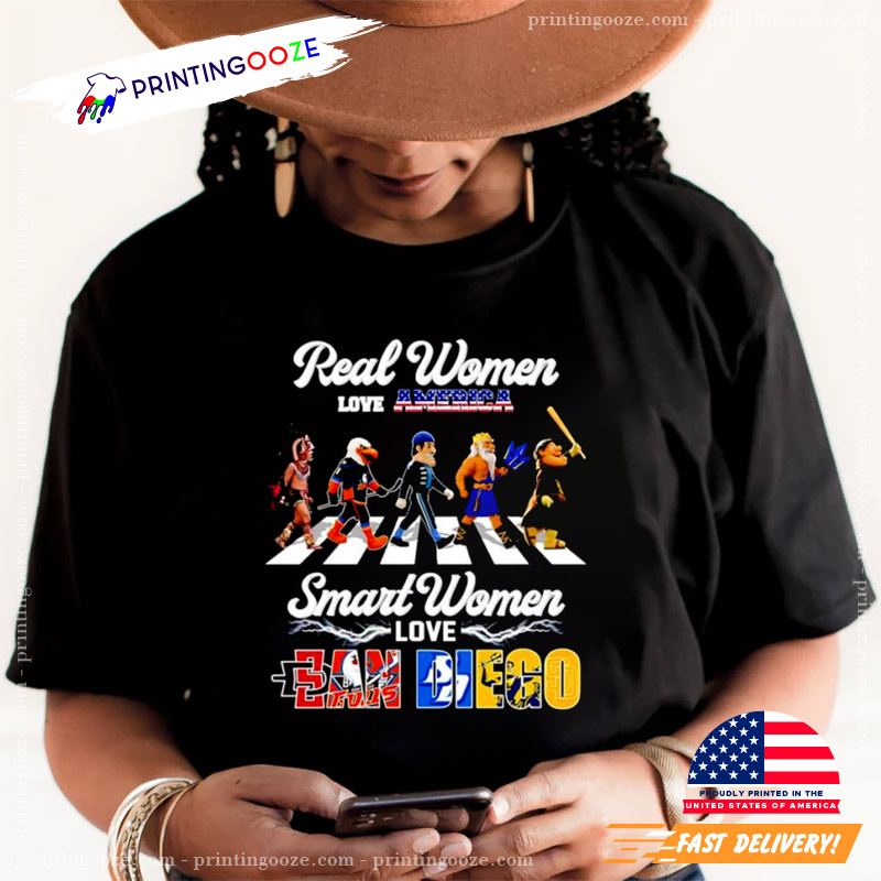 Smart Women Love San Diego Sports Mascots Abbey Road T-shirt Smart Women Love San Diego Sports Mascots Abbey Road T-shirt