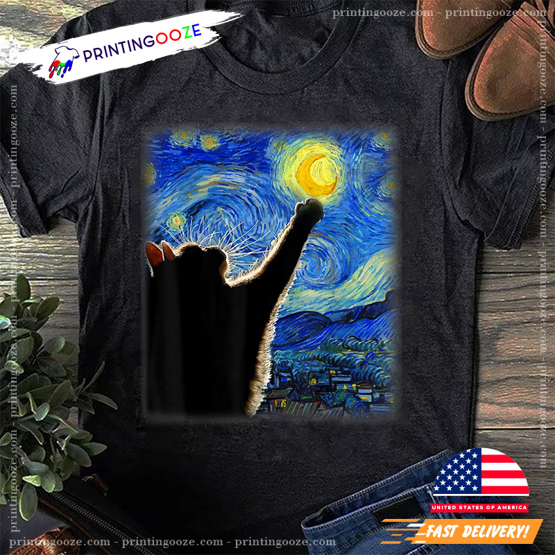 Starry Night Cat Happy Cat Day Comfort Colors Tee Starry Night Cat Happy Cat Day Comfort Colors Tee