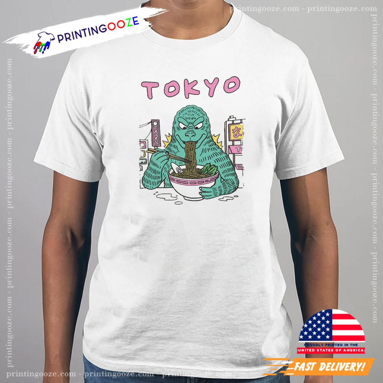 Tokyo Godzilla And Ramen Animation T-shirt Tokyo Godzilla And Ramen Animation T-shirt