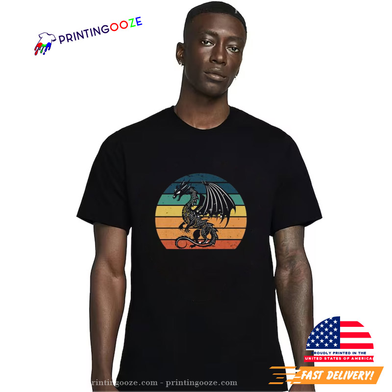 Vintage Black Dragon Medieval Fantasy Graphic T-shirt Vintage Black Dragon Medieval Fantasy Graphic T-shirt