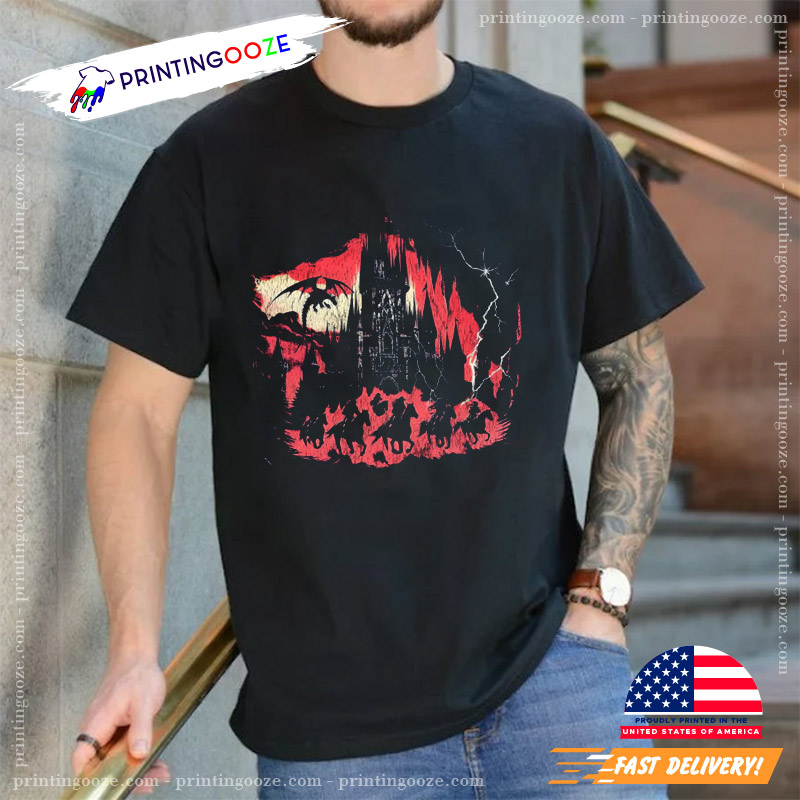 Vintage Dragon Dark Castle Graphic T-Shirt Vintage Dragon Dark Castle Graphic T-Shirt