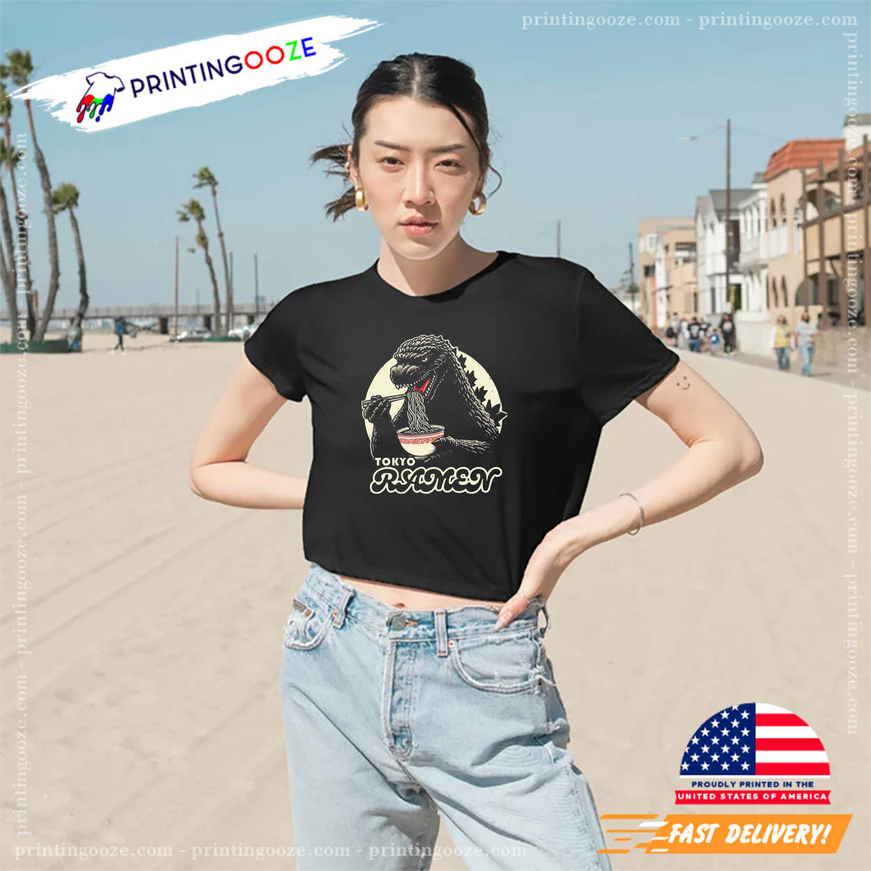 Vintage Godzilla Giant Monster Eat Tokyo Ramen Funny T-shirt Vintage Godzilla Giant Monster Eat Tokyo Ramen Funny T-shirt