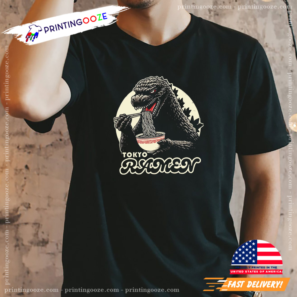 Vintage Godzilla Giant Monster Eat Tokyo Ramen Funny T-shirt Vintage Godzilla Giant Monster Eat Tokyo Ramen Funny T-shirt