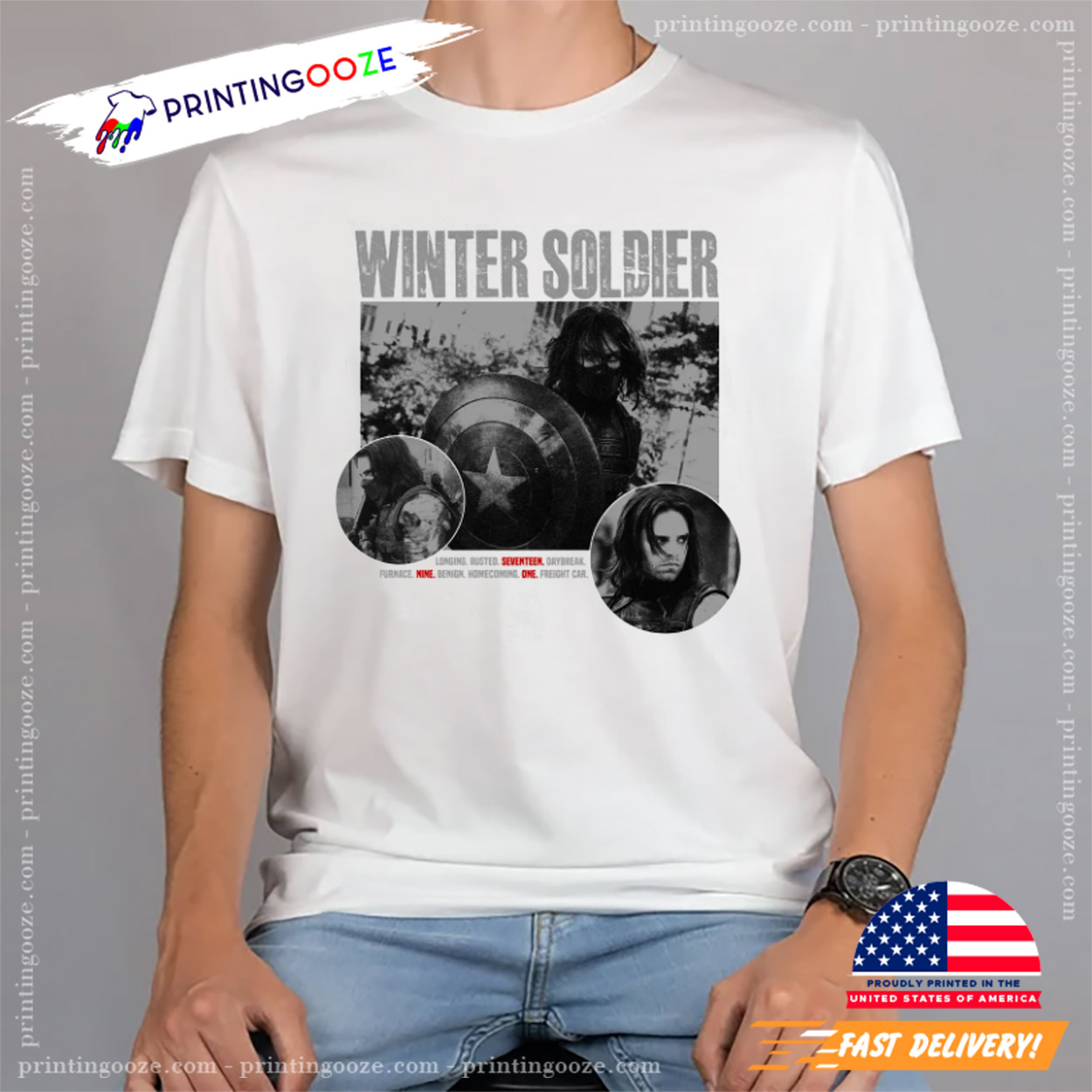 Winter Soldier Bucky Barnes Retro Marvel T-Shirt Winter Soldier Bucky Barnes Retro Marvel T-Shirt