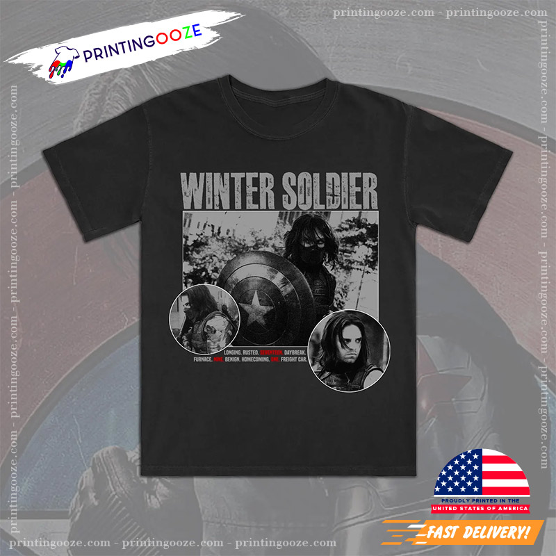 Winter Soldier Bucky Barnes Retro Marvel T-Shirt Winter Soldier Bucky Barnes Retro Marvel T-Shirt