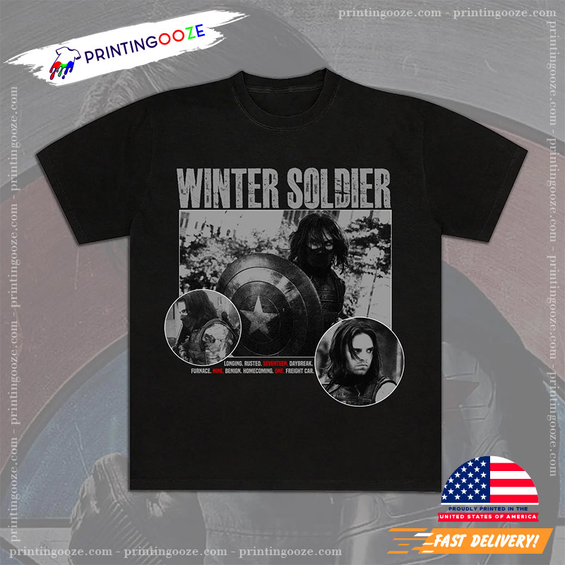 Winter Soldier Bucky Barnes Retro Marvel T-Shirt Winter Soldier Bucky Barnes Retro Marvel T-Shirt