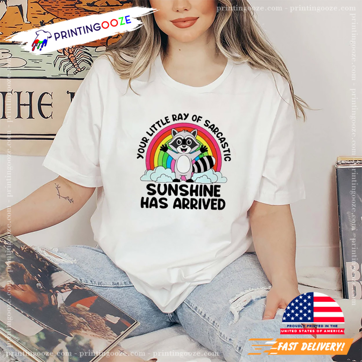 Your Little Ray Of Sarcastic Sunshine Has Arrived Adorable Raccoon T-shirt Your Little Ray Of Sarcastic Sunshine Has Arrived Adorable Raccoon T-shirt