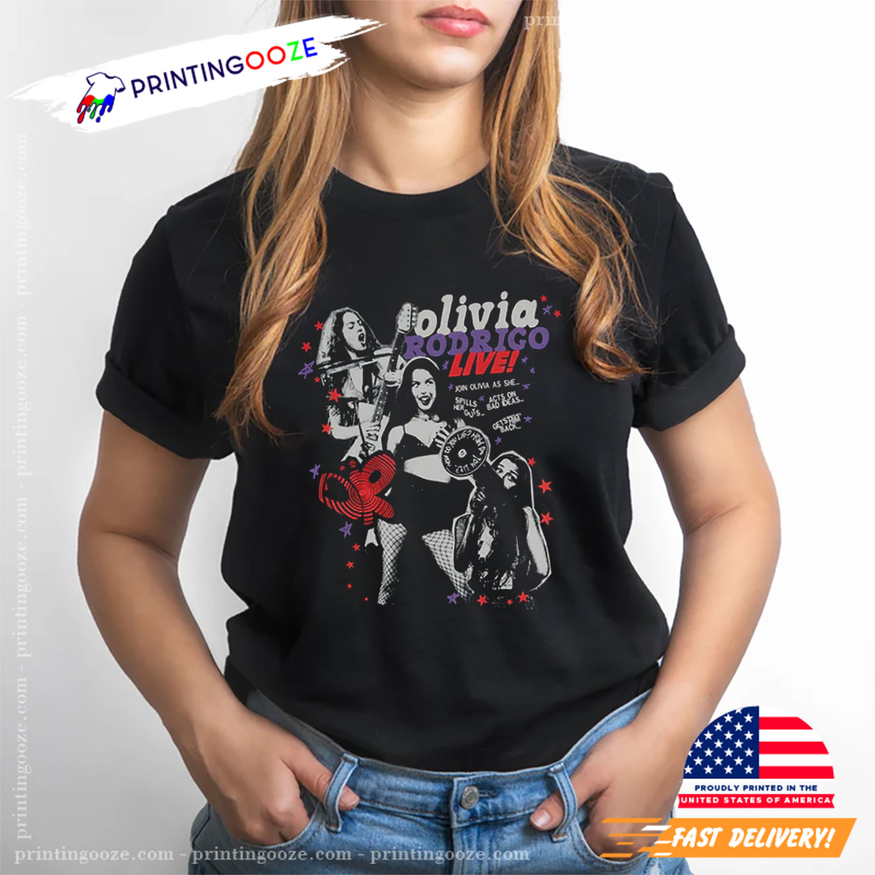 Olivia Rodrigo Live 2025 Vintage Graphic T-shirt Olivia Rodrigo Live 2025 Vintage Graphic T-shirt