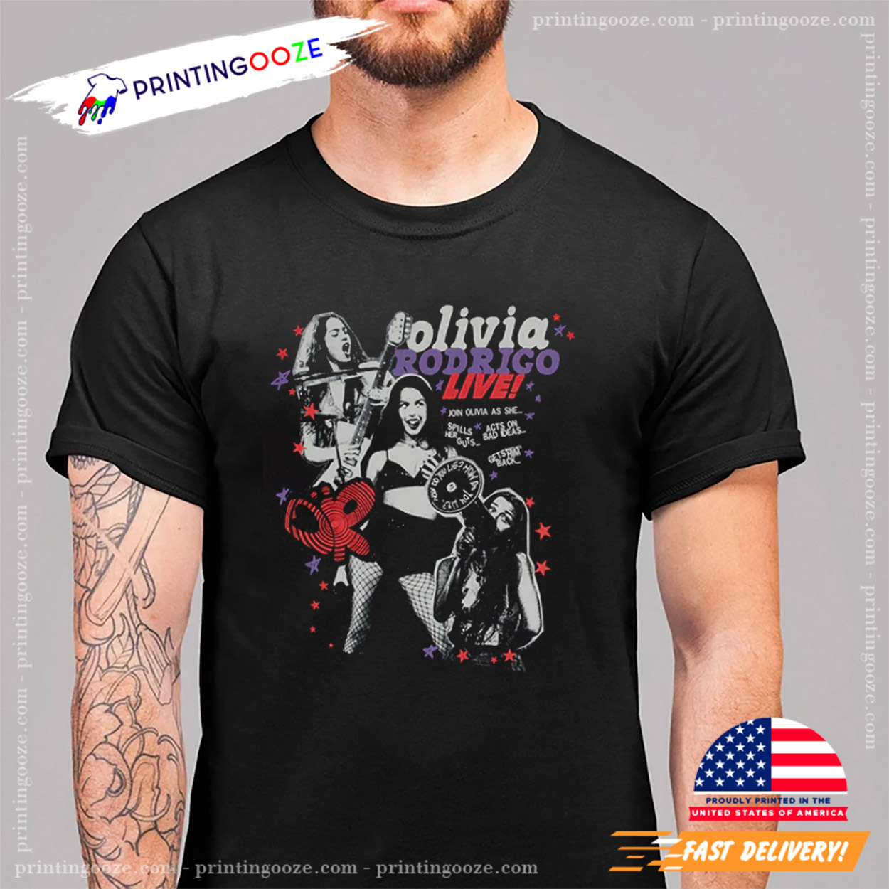 Olivia Rodrigo Live 2025 Vintage Graphic T-shirt Olivia Rodrigo Live 2025 Vintage Graphic T-shirt