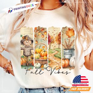 Autumn Vibes Scarecrow And Pumpkin Comfort Colors Tee 1