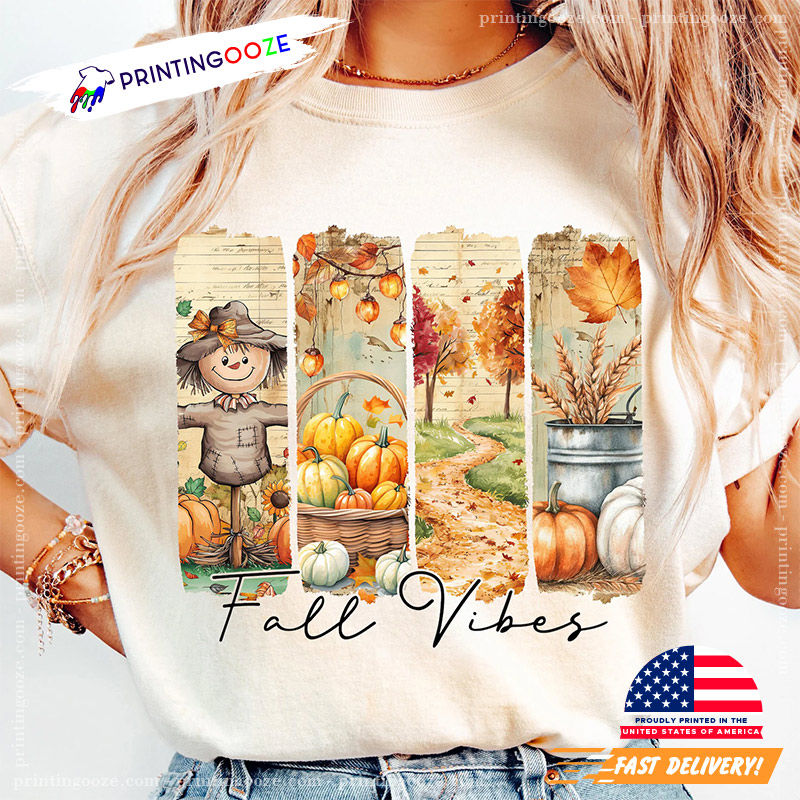 Autumn Vibes Scarecrow And Pumpkin Comfort Colors Tee Autumn Vibes Scarecrow And Pumpkin Comfort Colors Tee